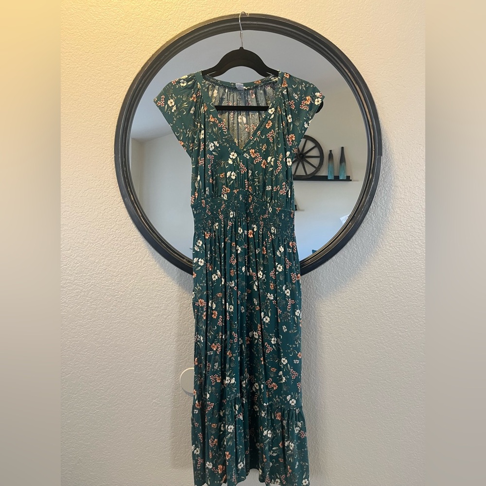 Old Navy Green Floral Midi Dress